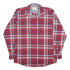WRANGLER Mens Red & Blue Check Shirt M Casual Cotton Blend Long Sleeve Button