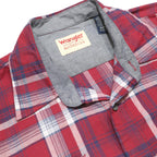 WRANGLER Mens Red & Blue Check Shirt M Casual Cotton Blend Long Sleeve Button
