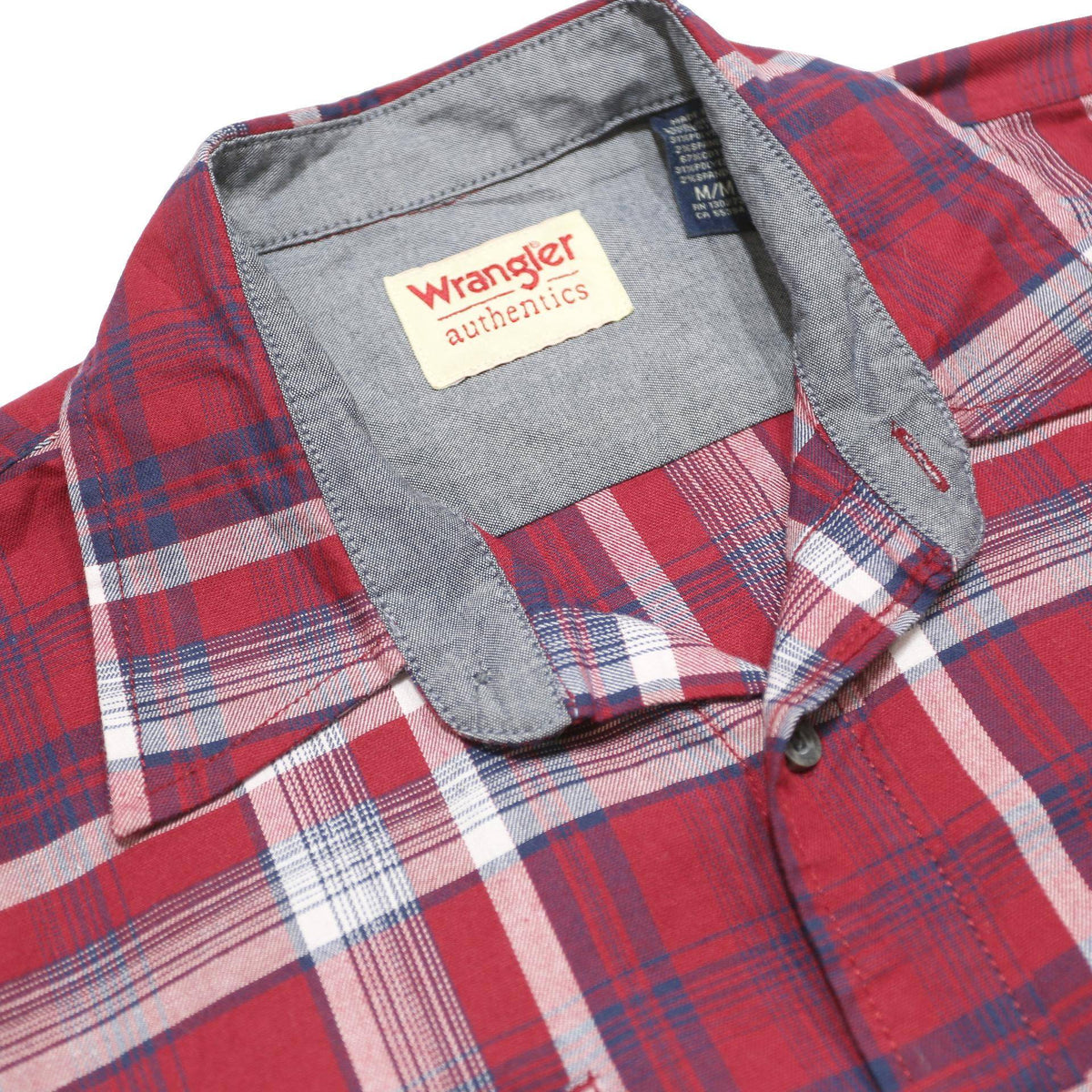 WRANGLER Mens Red & Blue Check Shirt M Casual Cotton Blend Long Sleeve Button