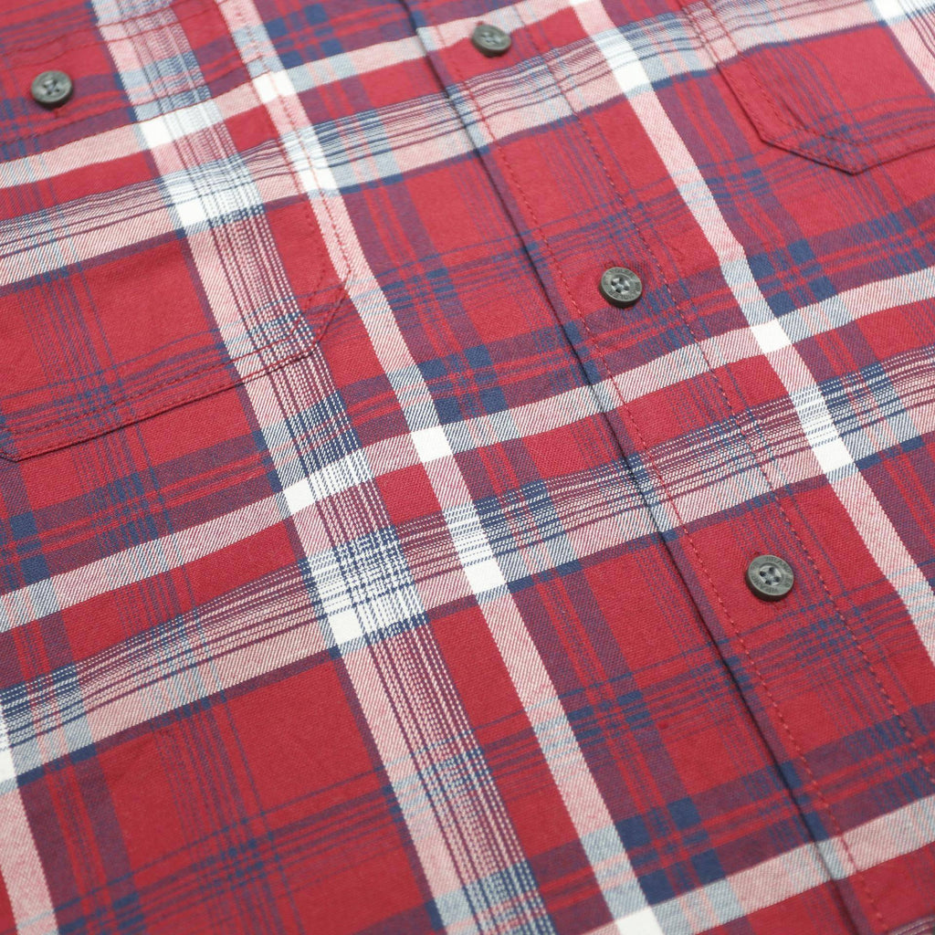 WRANGLER Mens Red & Blue Check Shirt M Casual Cotton Blend Long Sleeve Button