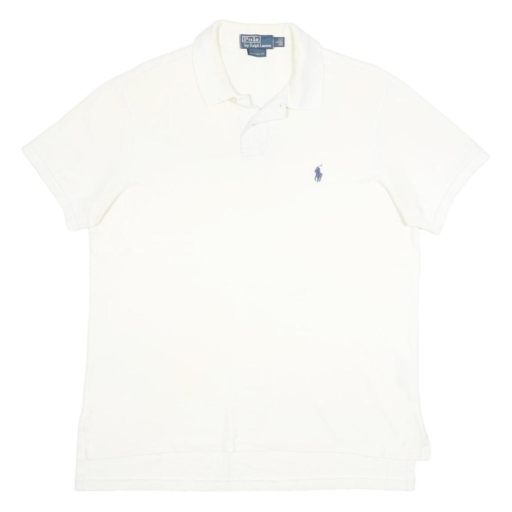 POLO RALPH LAUREN Mens White Polo Shirt L Classic Cotton Short Sleeve Plain