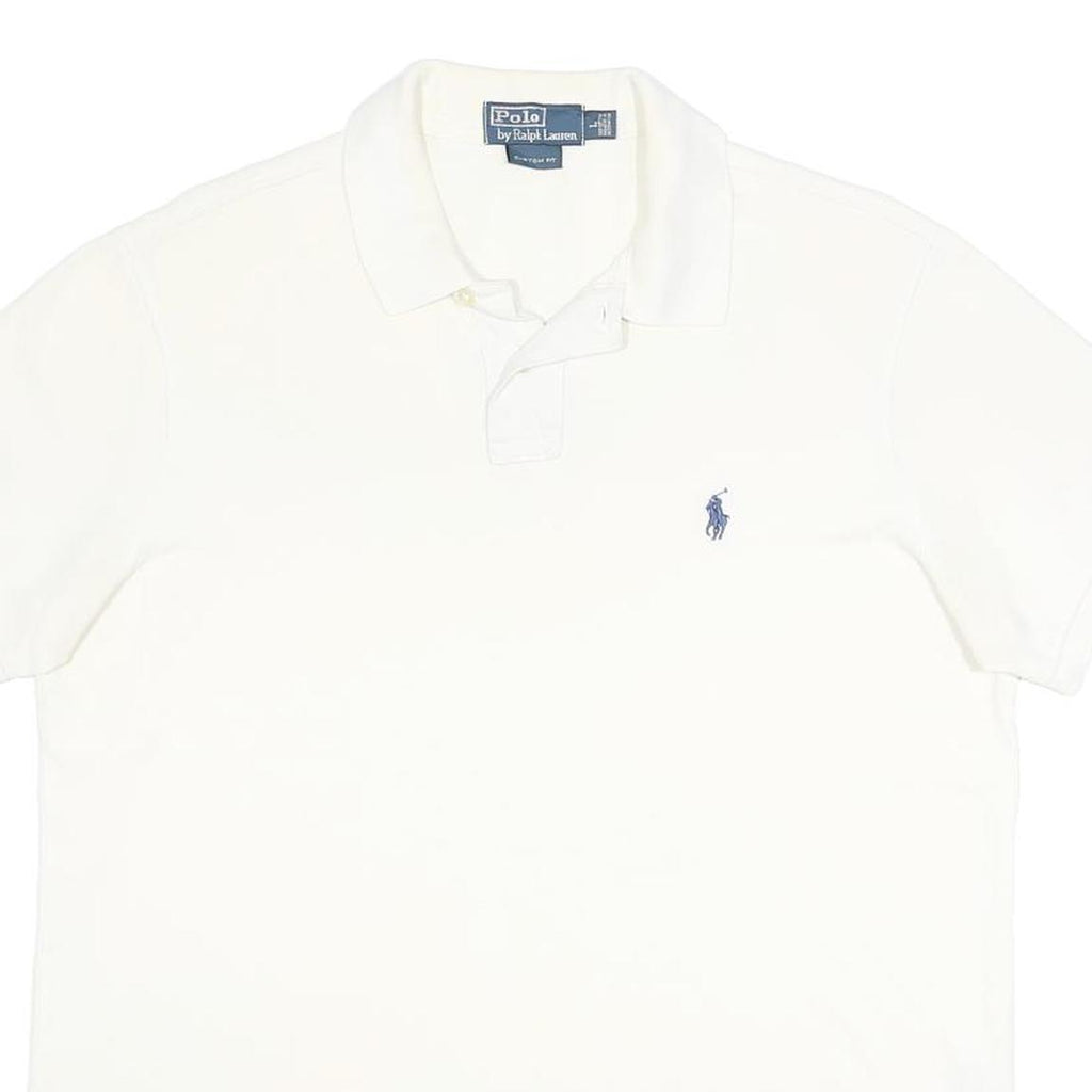 POLO RALPH LAUREN Mens White Polo Shirt L Classic Cotton Short Sleeve Plain