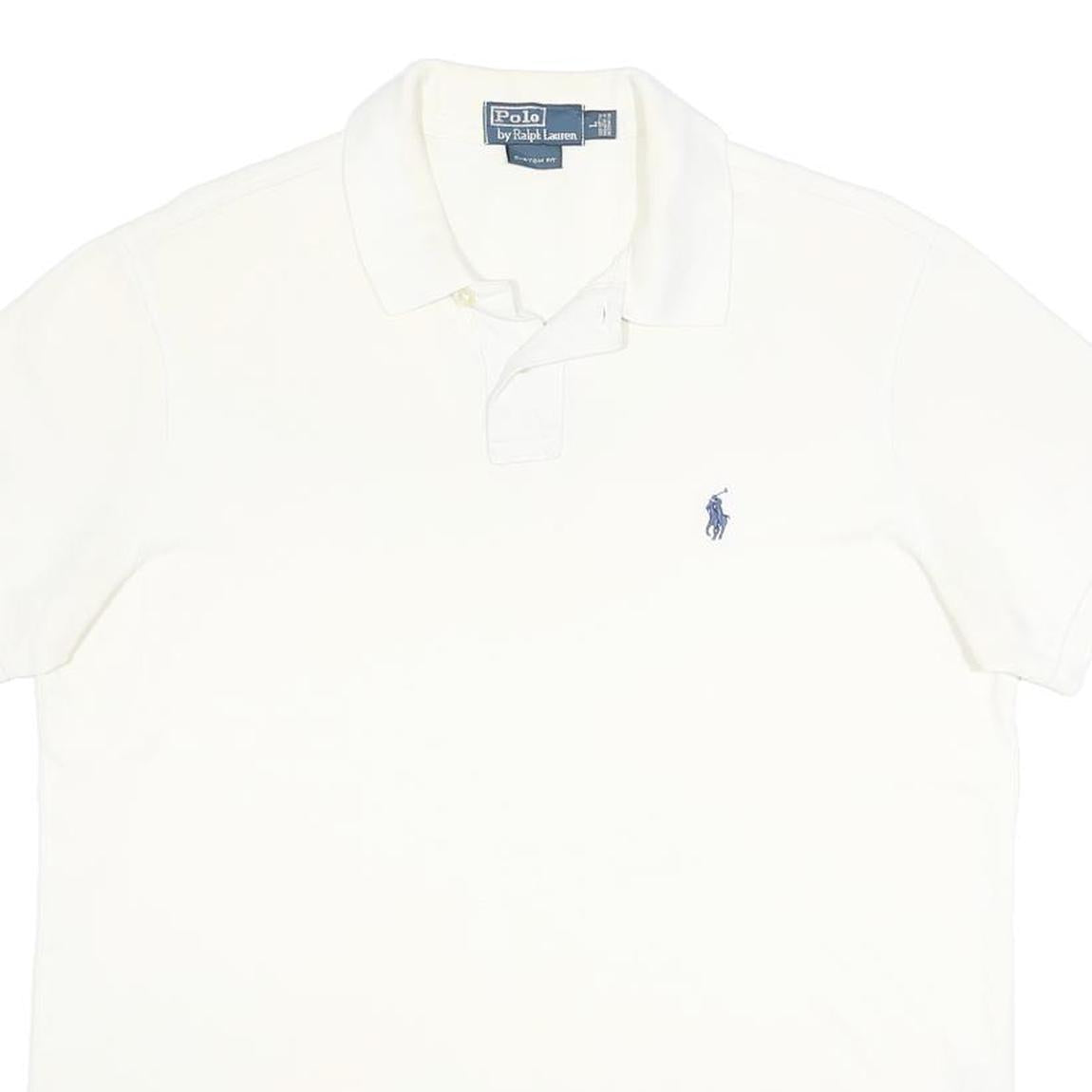 POLO RALPH LAUREN Mens White Polo Shirt L Classic Cotton Short Sleeve Plain