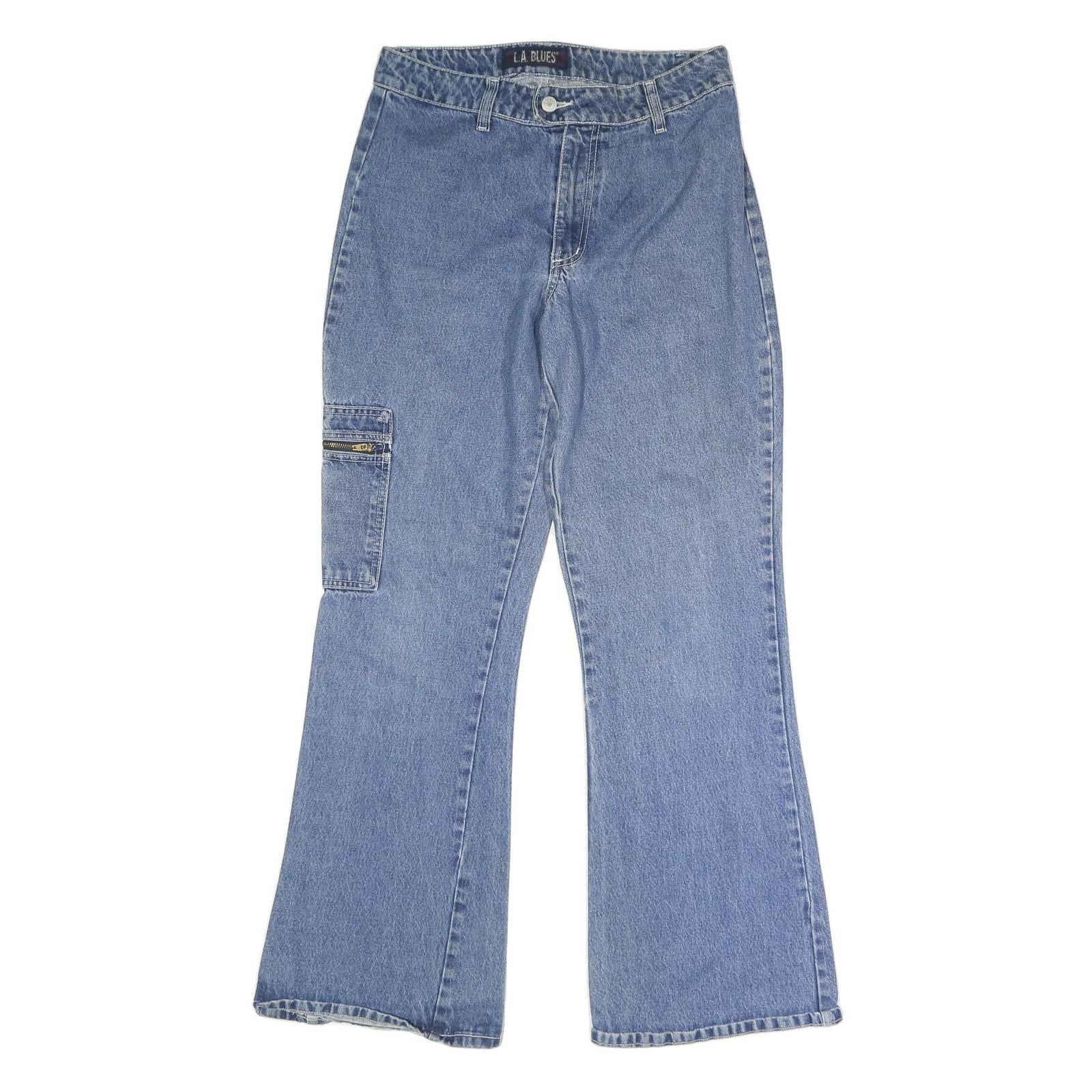 LA BLUES Womens Regular Fit Blue Denim Jeans W32 L31 Button Closure Straight Leg