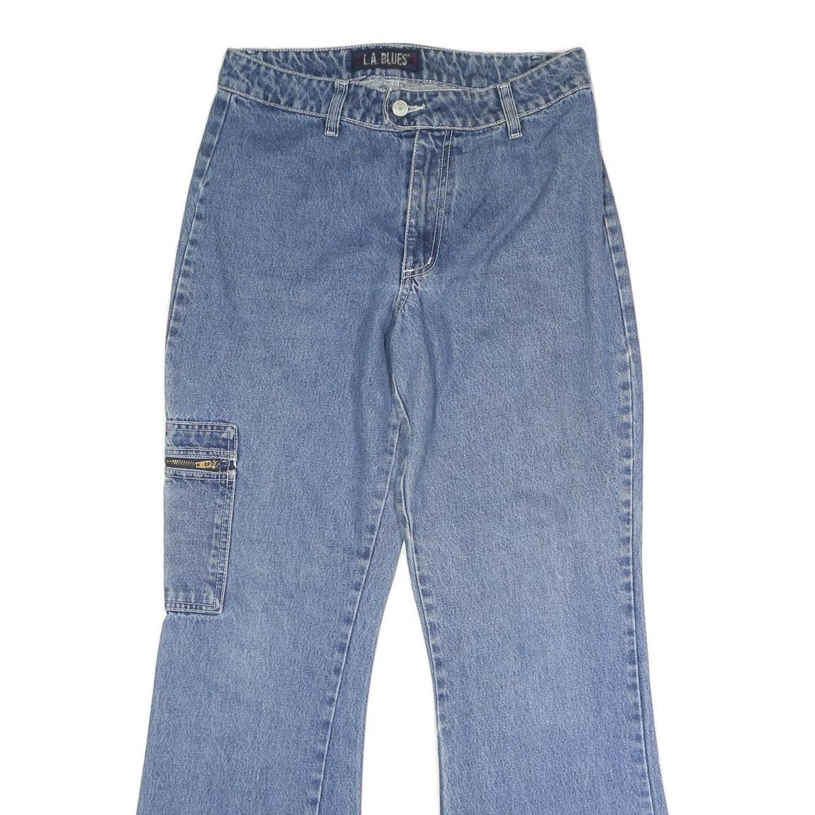 LA BLUES Womens Regular Fit Blue Denim Jeans W32 L31 Button Closure Straight Leg