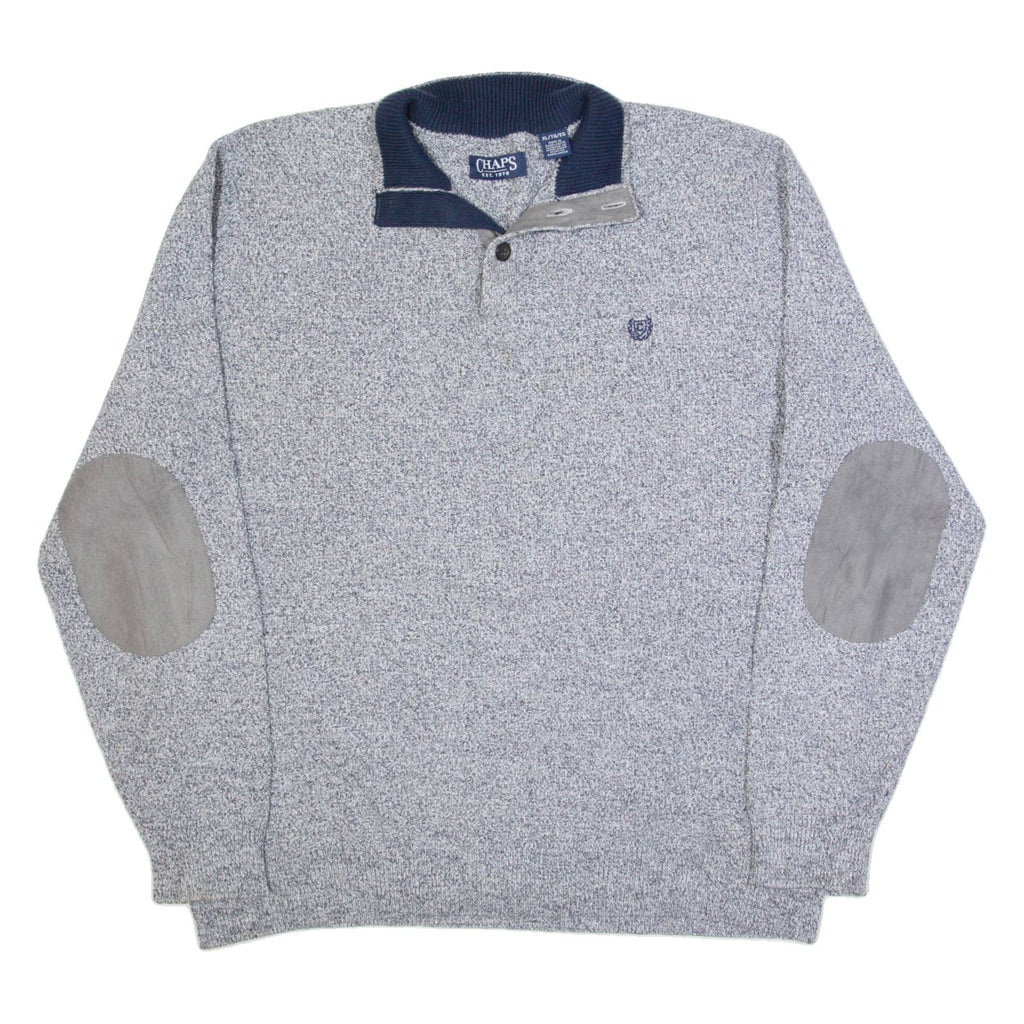 CHAPS Mens Jumper Grey 1/4 Zip Tight Knit XL