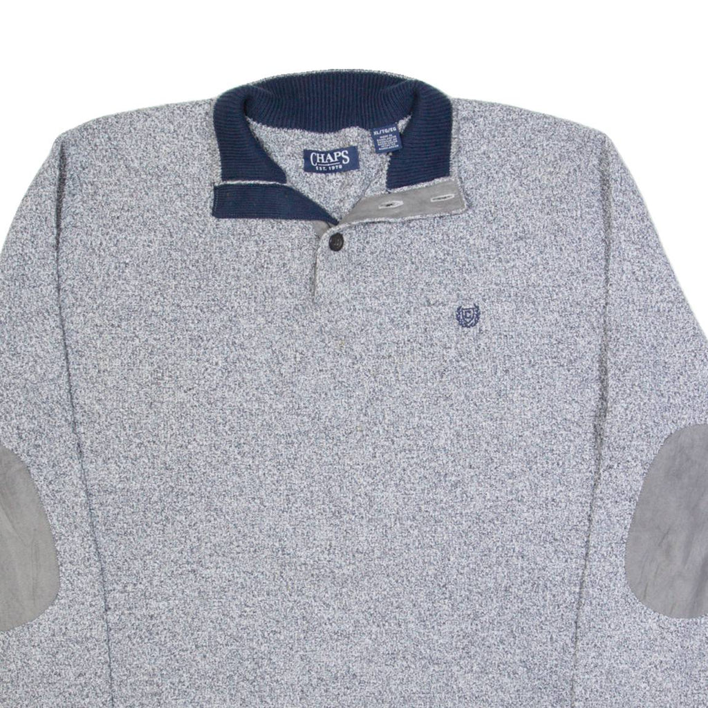CHAPS Mens Jumper Grey 1/4 Zip Tight Knit XL