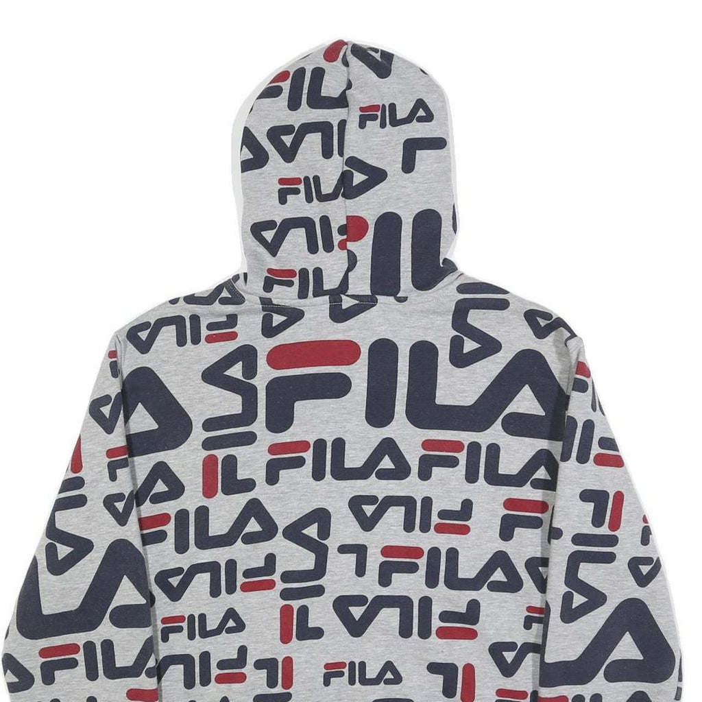 FILA Womens Grey 2XL All Over Print Hoodie Cotton Blend Casual Pullover