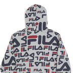FILA Womens Grey 2XL All Over Print Hoodie Cotton Blend Casual Pullover