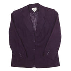 WORTHINGTON Womens Purple Wool Classic Jacket UK 8 Button Closure Stand-Up