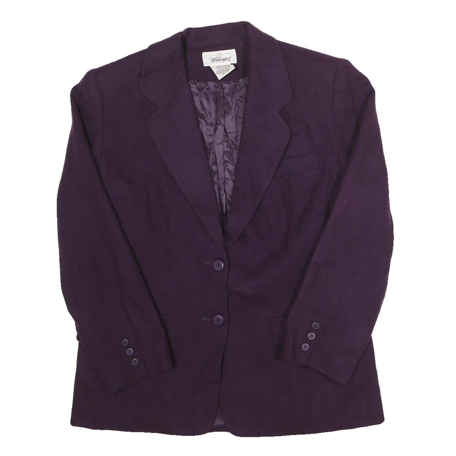 WORTHINGTON Womens Purple Wool Classic Jacket UK 8 Button Closure Stand-Up