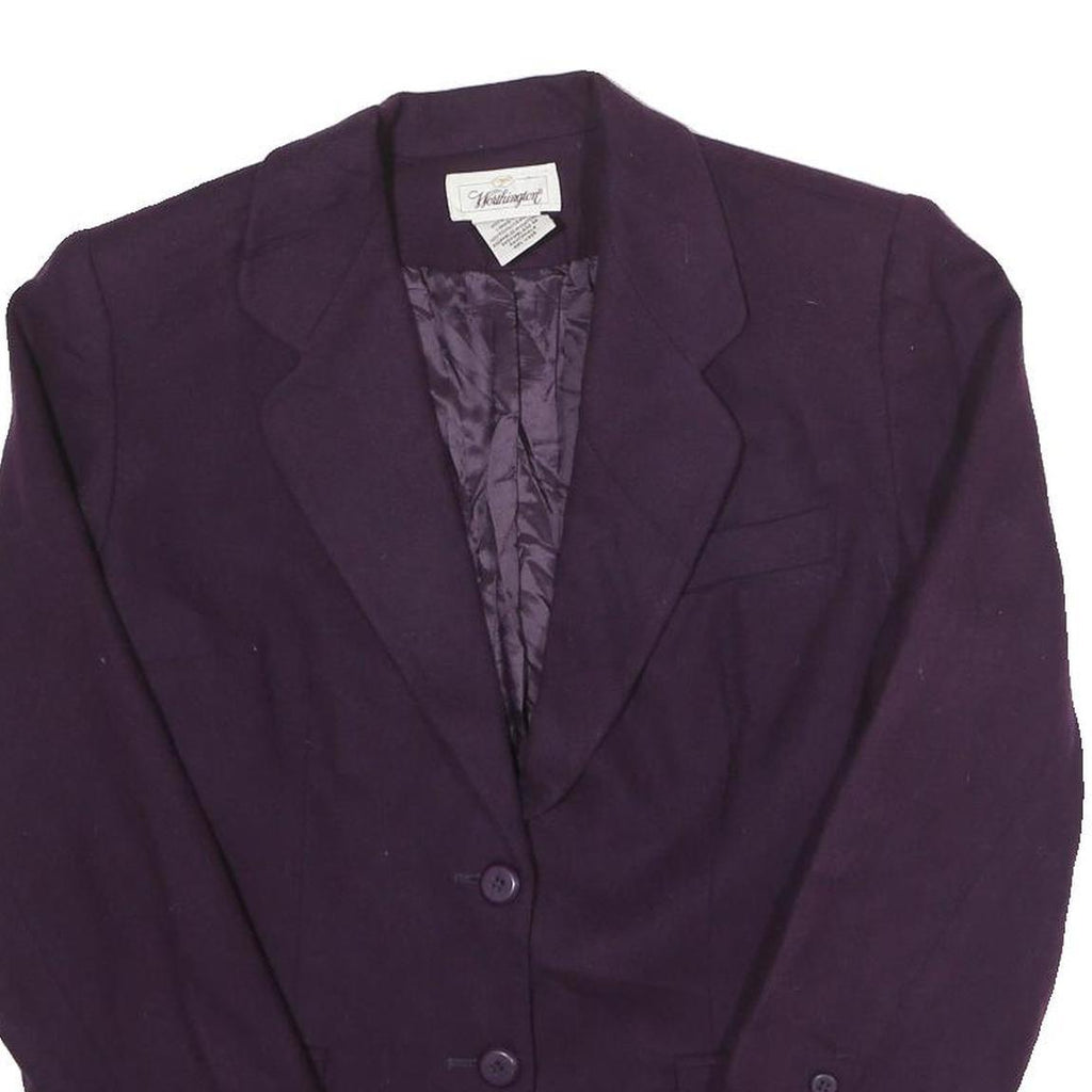 WORTHINGTON Womens Purple Wool Classic Jacket UK 8 Button Closure Stand-Up