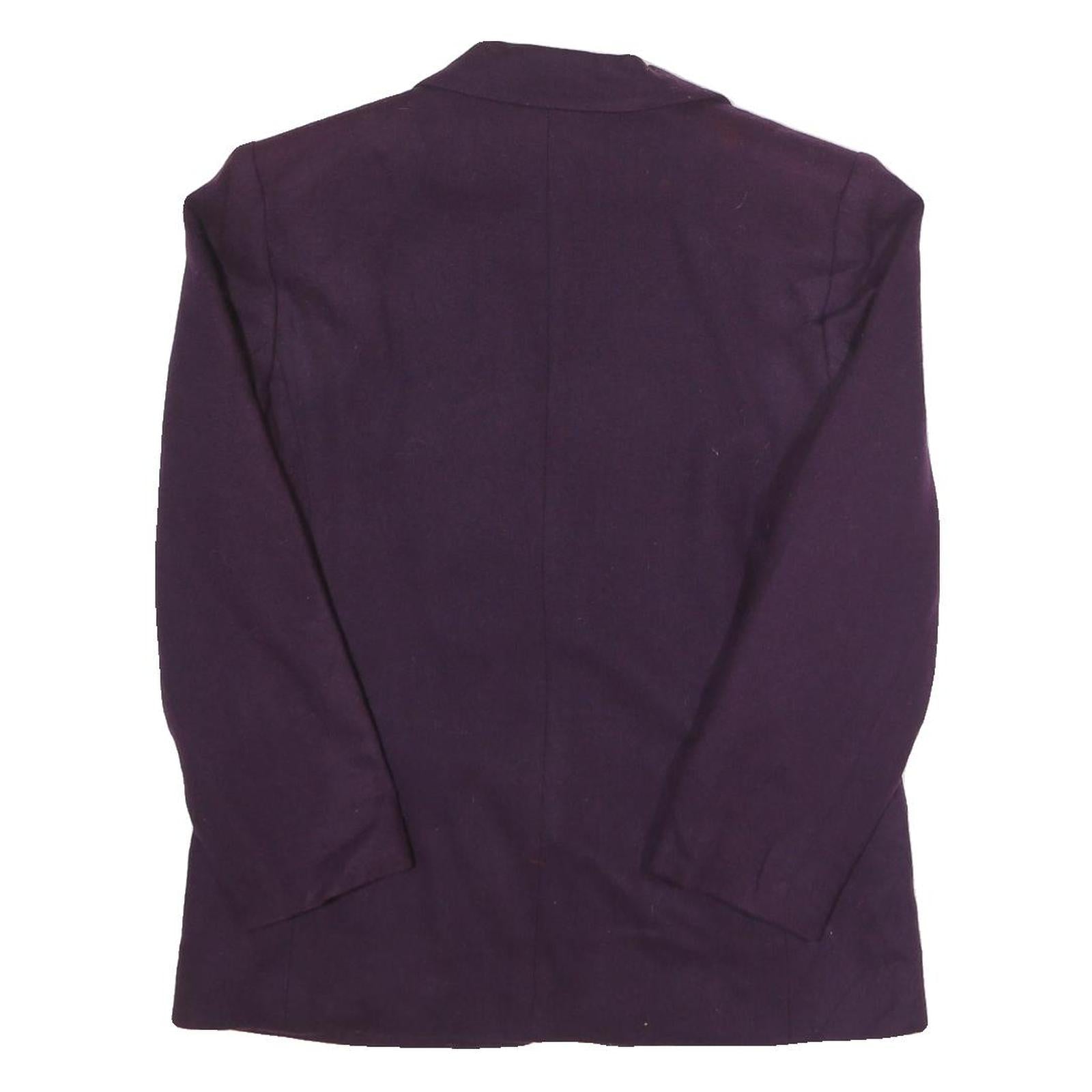 WORTHINGTON Womens Purple Wool Classic Jacket UK 8 Button Closure Stand-Up