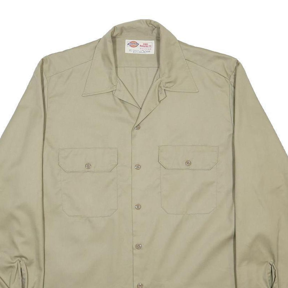 DICKIES Mens Beige Workwear Cotton Blend Shirt XL Pocket Button Front