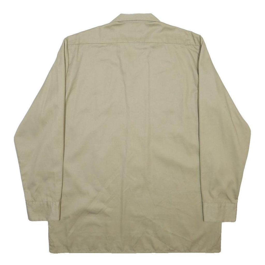 DICKIES Mens Beige Workwear Cotton Blend Shirt XL Pocket Button Front