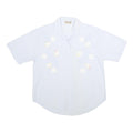 NOW HOW Womens White Cotton Shirt XL Embroidered Patchwork Button Front