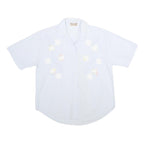 NOW HOW Womens White Cotton Shirt XL Embroidered Patchwork Button Front