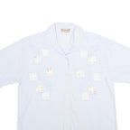 NOW HOW Womens White Cotton Shirt XL Embroidered Patchwork Button Front