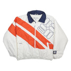 COLUMBIA Mens White & Orange Synthetic Sportswear Jacket L Synthetic Colourblock