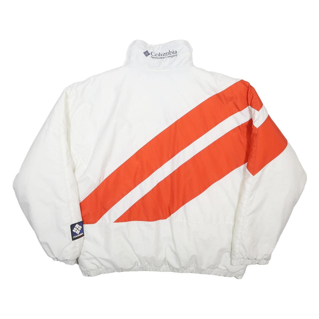 COLUMBIA Mens White & Orange Synthetic Sportswear Jacket L Synthetic Colourblock