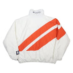 COLUMBIA Mens White & Orange Synthetic Sportswear Jacket L Synthetic Colourblock
