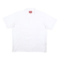 MAXIMOS Mens White Cotton Blend Shirt XL Button Front Short Sleeves Embroidered