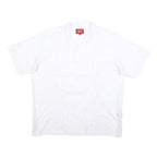 MAXIMOS Mens White Cotton Blend Shirt XL Button Front Short Sleeves Embroidered