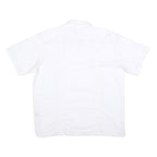 MAXIMOS Mens White Cotton Blend Shirt XL Button Front Short Sleeves Embroidered