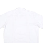 MAXIMOS Mens White Cotton Blend Shirt XL Button Front Short Sleeves Embroidered