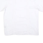 MAXIMOS Mens White Cotton Blend Shirt XL Button Front Short Sleeves Embroidered