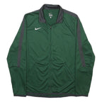NIKE Mens Green & Grey Track Jacket S Polyester Zip Activewear Sportswear