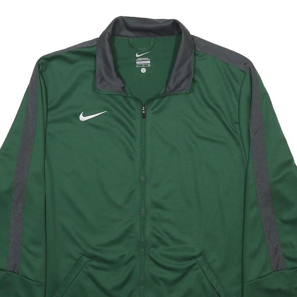 NIKE Mens Green & Grey Track Jacket S Polyester Zip Activewear Sportswear