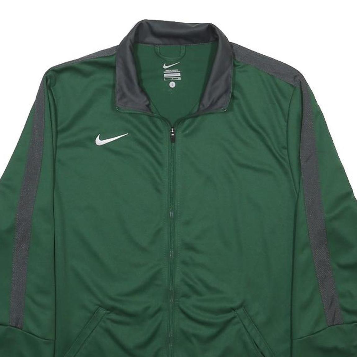 NIKE Mens Green & Grey Track Jacket S Polyester Zip Activewear Sportswear