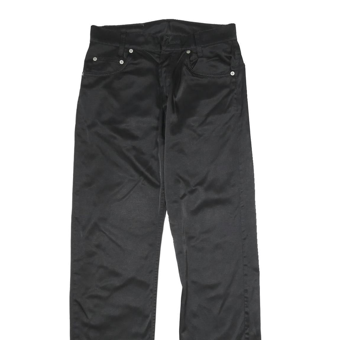 MS Mens Cotton Blend Black Regular Button Trousers W28 L34 Classic Fit