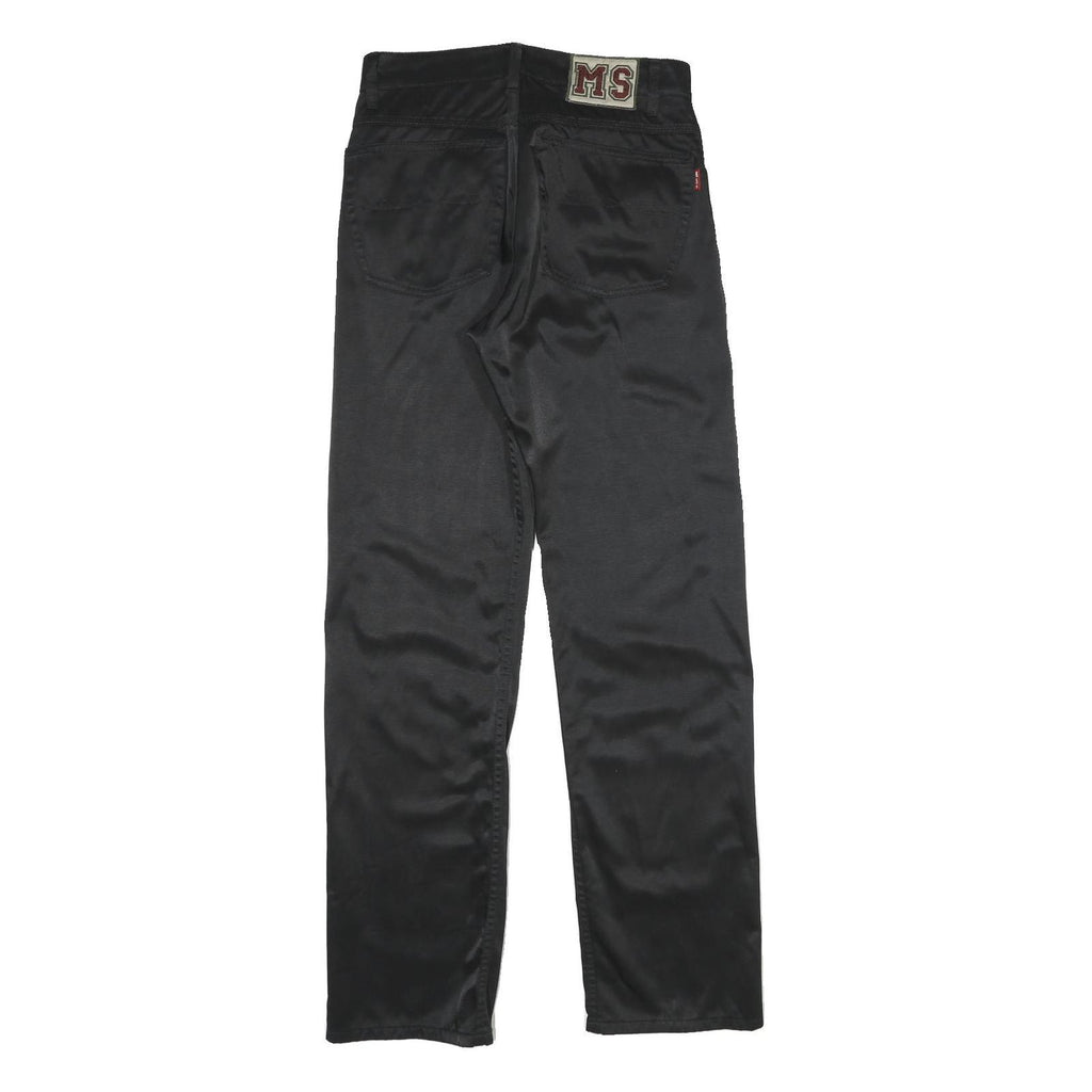 MS Mens Cotton Blend Black Regular Button Trousers W28 L34 Classic Fit