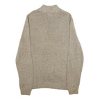 CHAPS Mens Beige Button Up Plain Henley Neck Basic Knit L Jumper Cotton Pullover