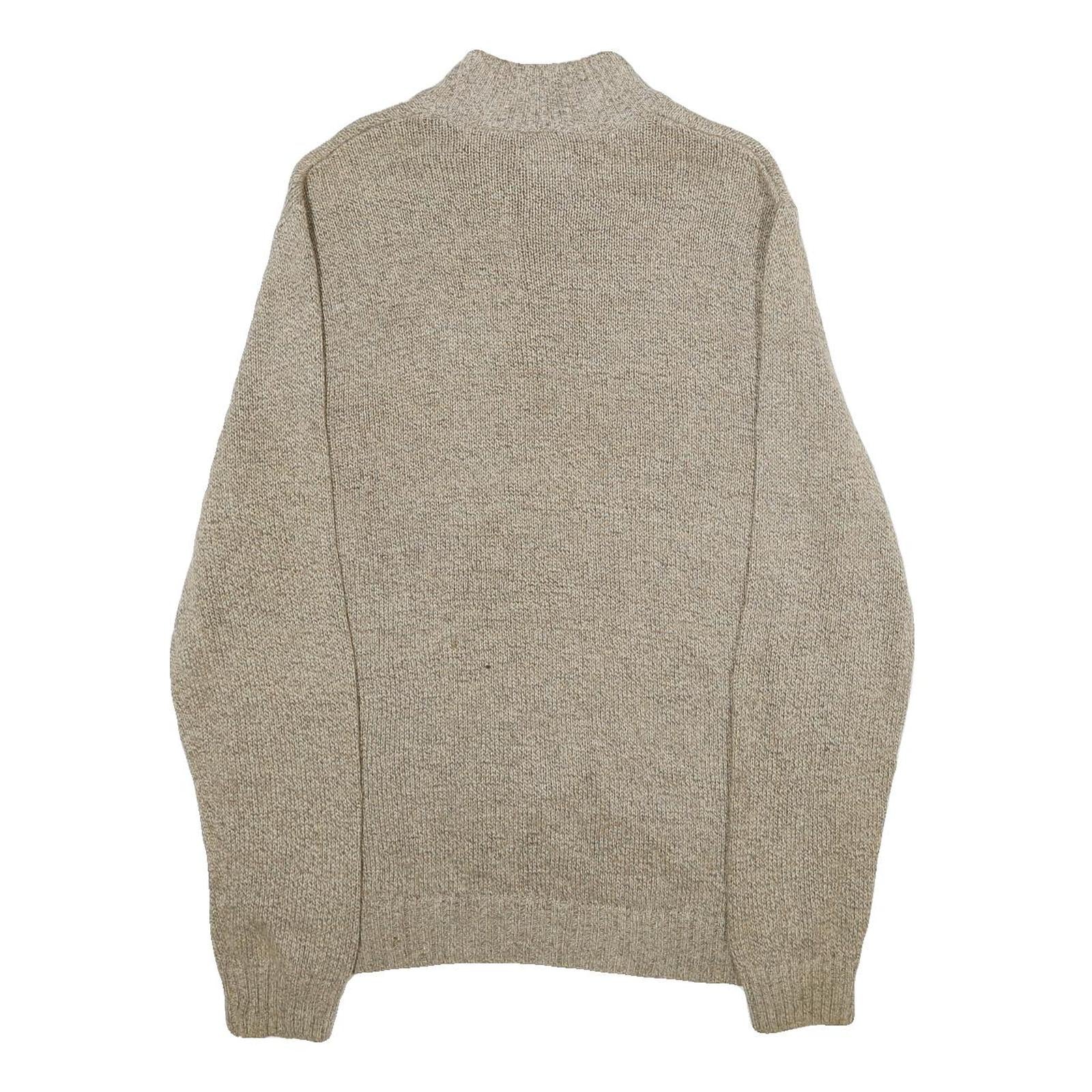 CHAPS Mens Beige Button Up Plain Henley Neck Basic Knit L Jumper Cotton Pullover