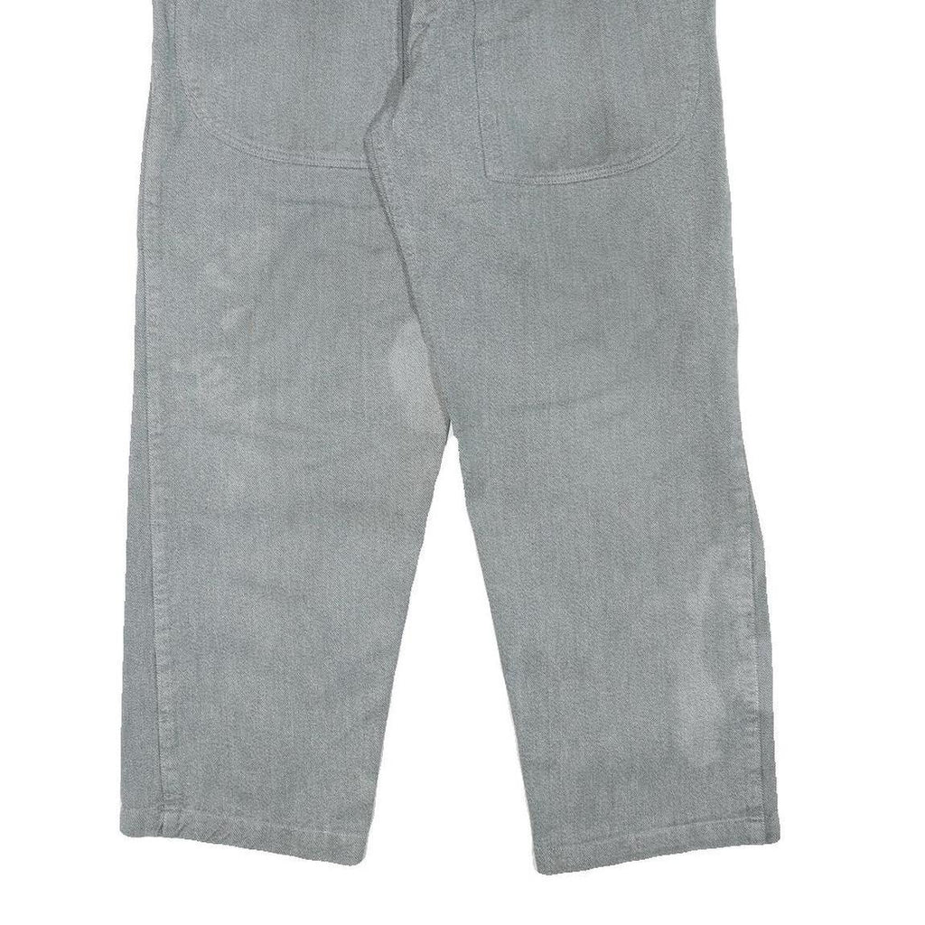 Grey Mens Regular Fit Cotton Blend Trousers W34 L27 Button Closure Casual