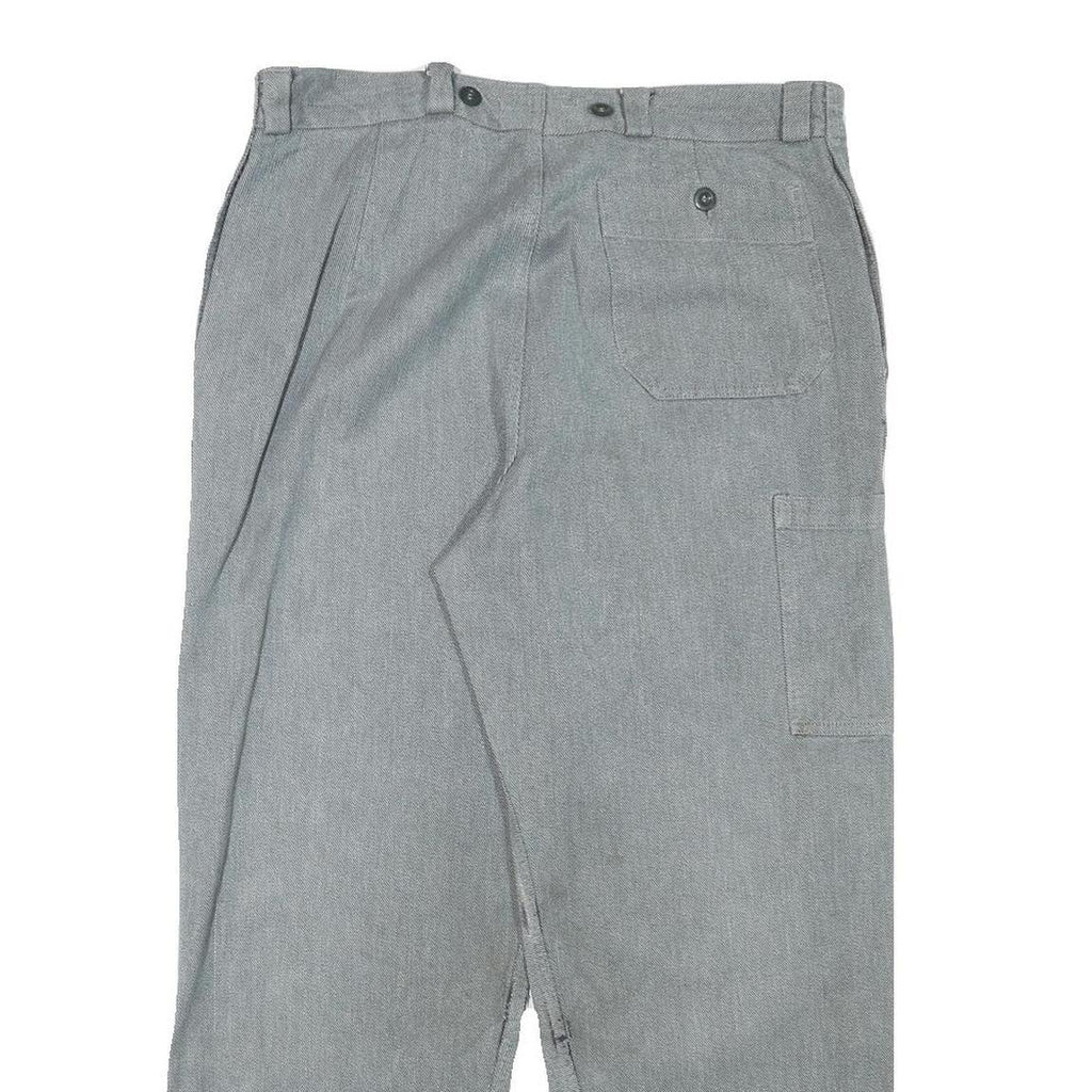 Grey Mens Regular Fit Cotton Blend Trousers W34 L27 Button Closure Casual