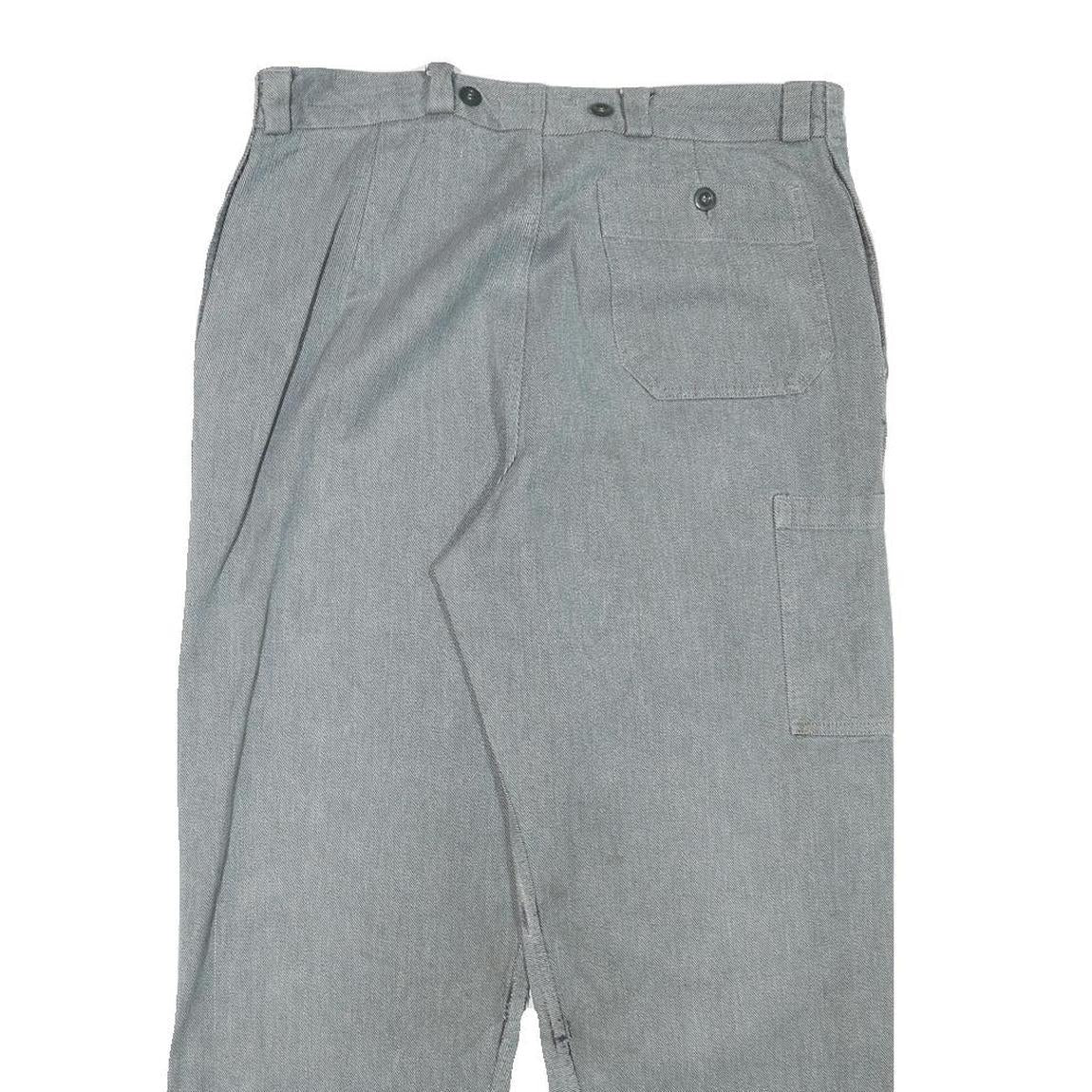 Grey Mens Regular Fit Cotton Blend Trousers W34 L27 Button Closure Casual