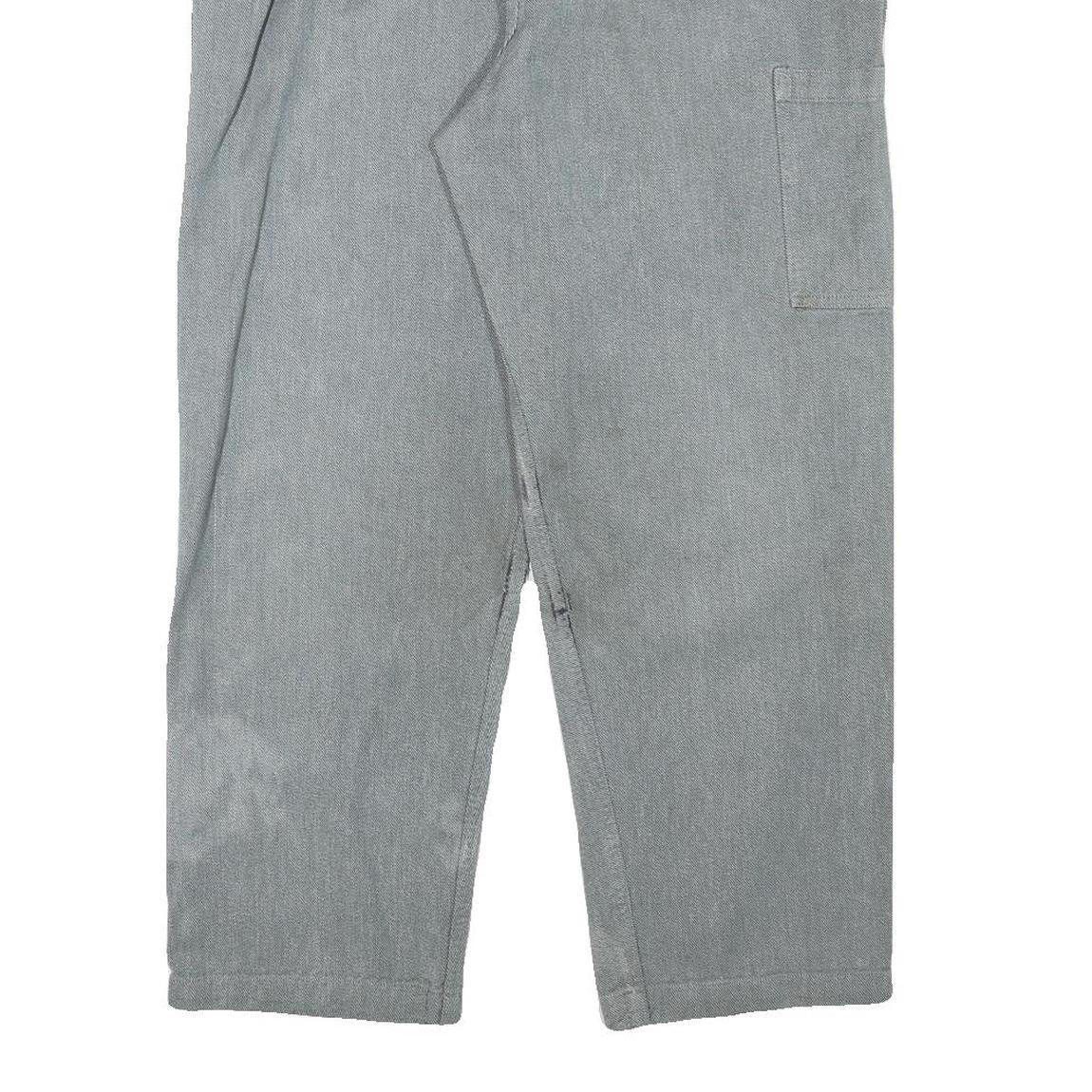 Grey Mens Regular Fit Cotton Blend Trousers W34 L27 Button Closure Casual