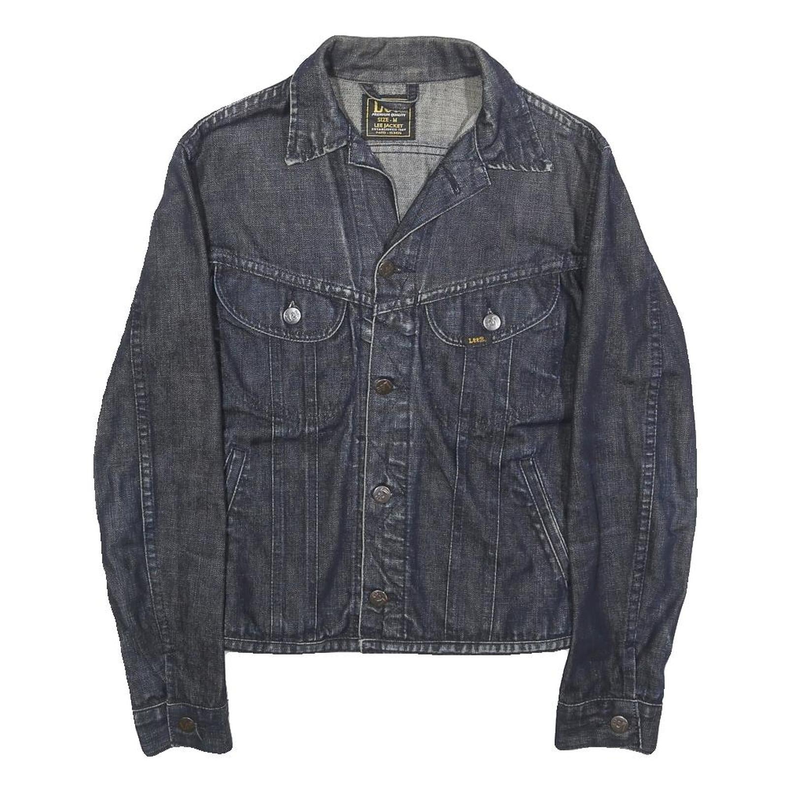 LEE Womens Blue Denim Jacket M Cotton Blend Classic Button Closure Casual