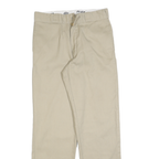 DICKIES Mens Cotton Blend Beige Regular Fit Straight Leg Trousers W32 L32