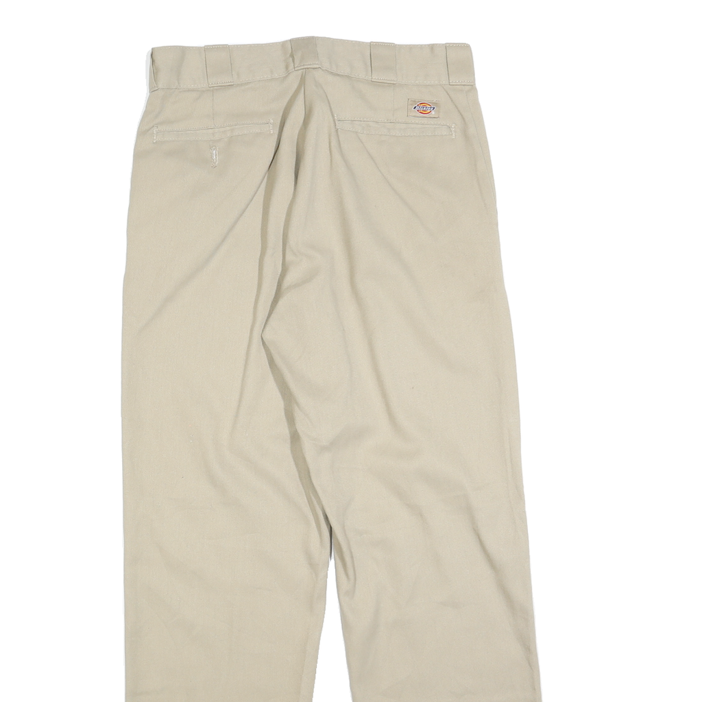 DICKIES Mens Cotton Blend Beige Regular Fit Straight Leg Trousers W32 L32