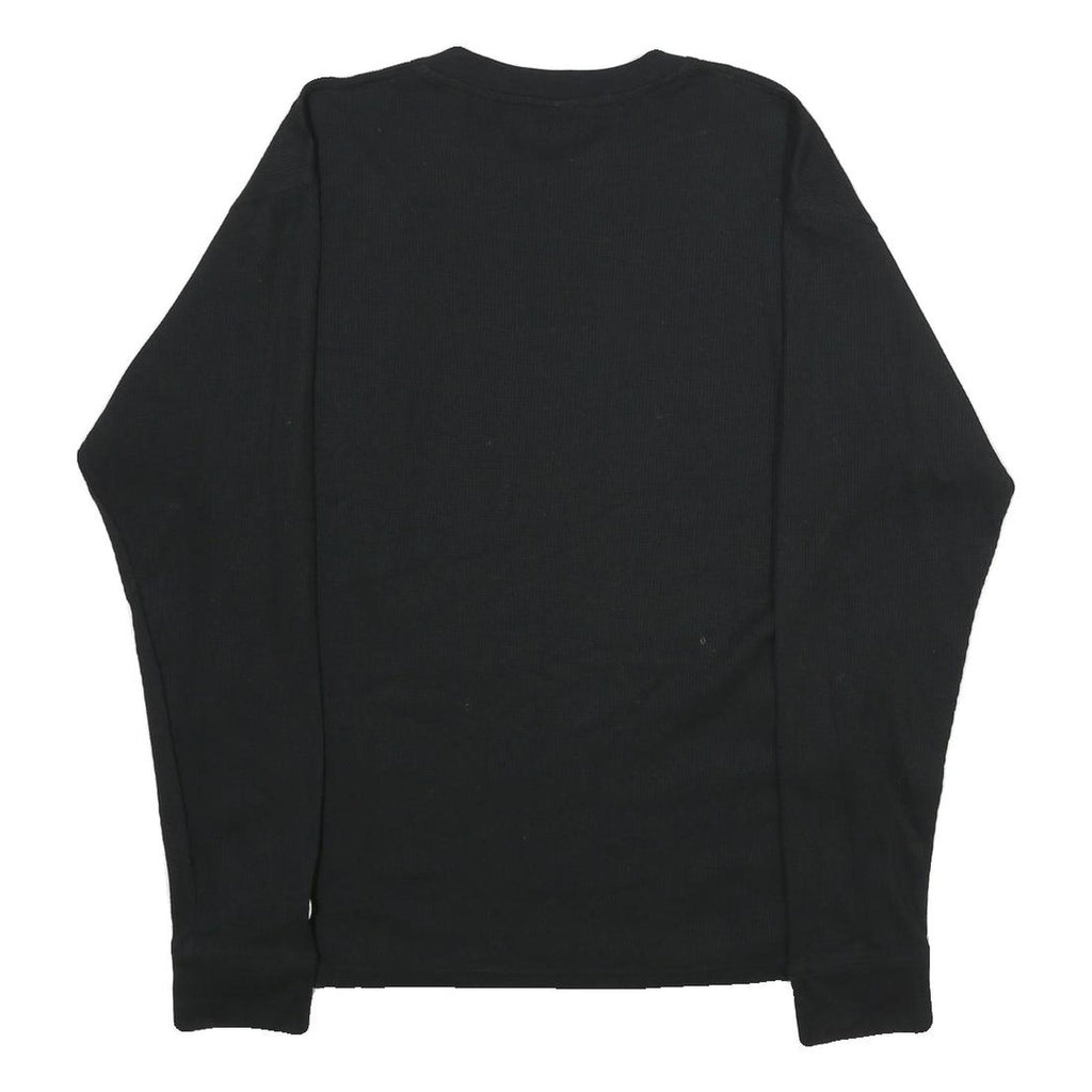 CHAMPION Mens Black Long Sleeve Crew Neck Cotton Blend T-Shirt M Logo Graphic