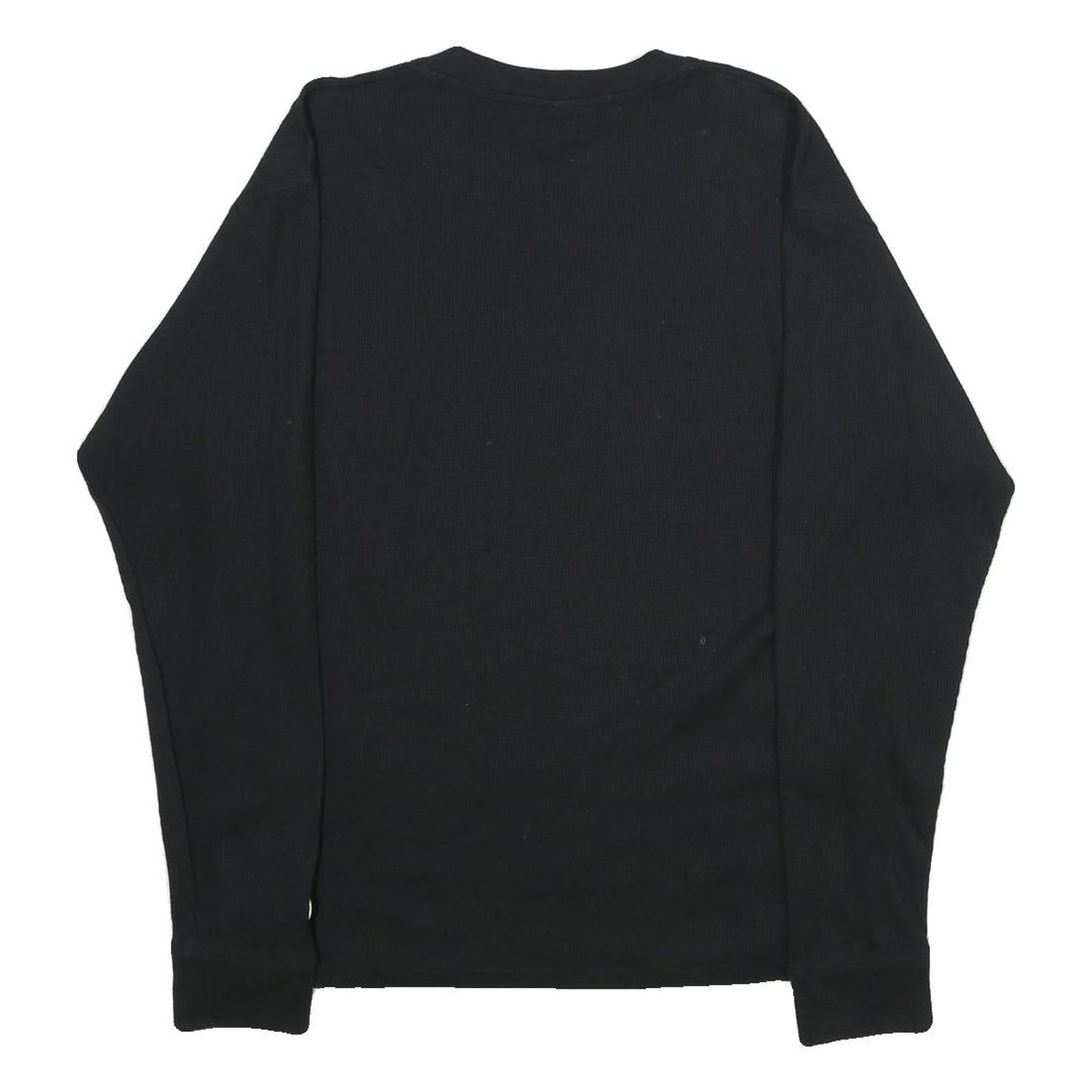 CHAMPION Mens Black Long Sleeve Crew Neck Cotton Blend T-Shirt M Logo Graphic