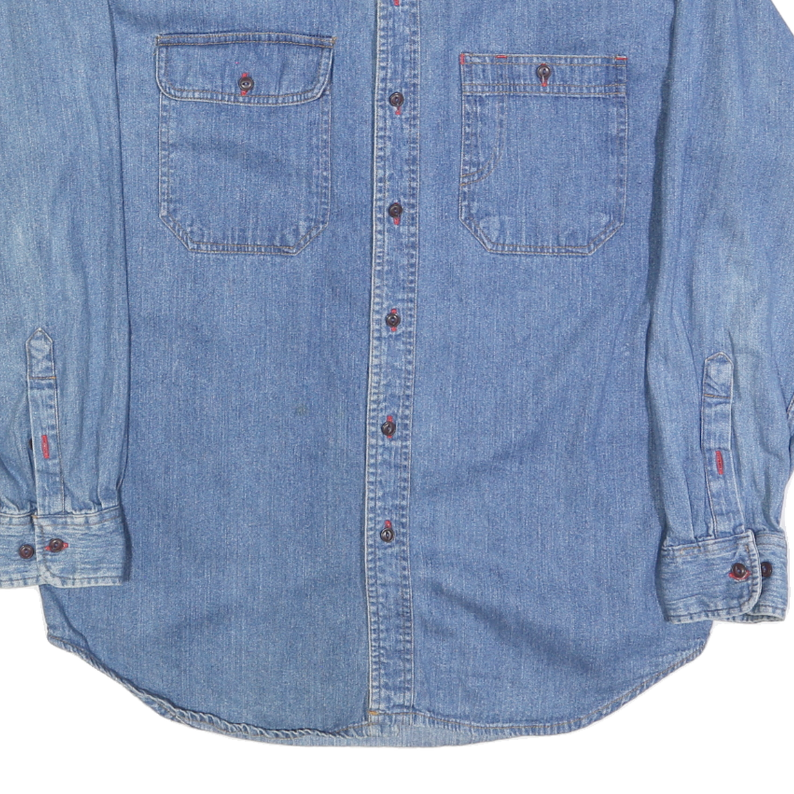 OUTLINE Mens Blue Denim Shirt M Cotton Blend Long Sleeve Casual Classic Style