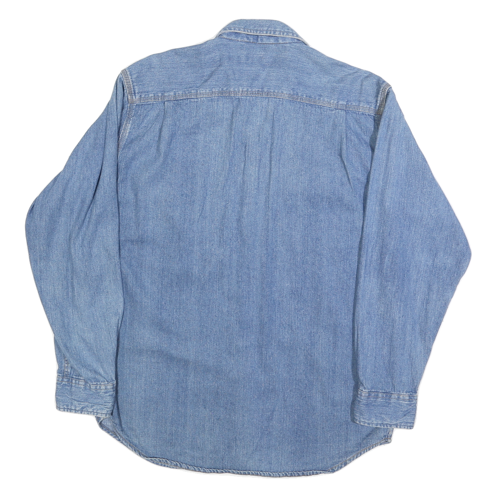 OUTLINE Mens Blue Denim Shirt M Cotton Blend Long Sleeve Casual Classic Style