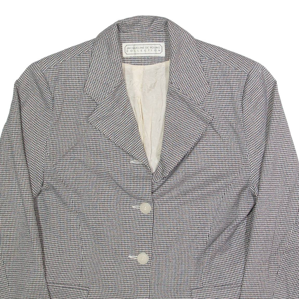 JACQUELINE DE YOUNG Womens Blazer Jacket Black 90s Houndstooth S
