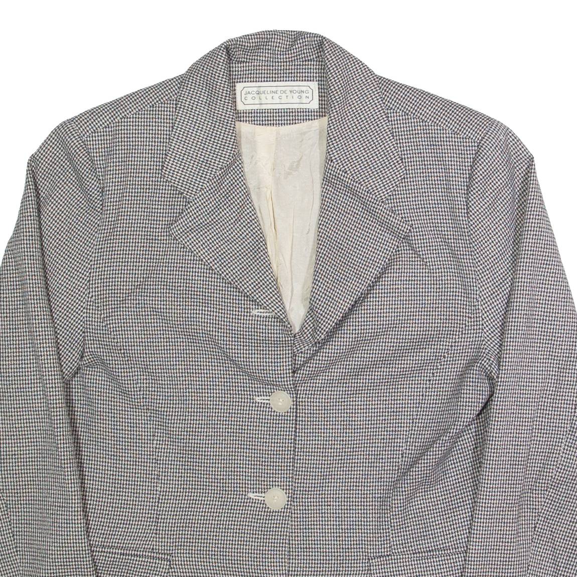 JACQUELINE DE YOUNG Womens Blazer Jacket Black 90s Houndstooth S